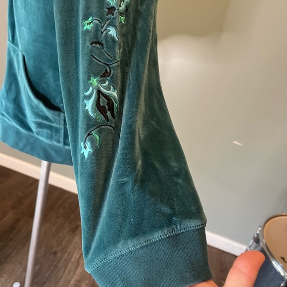 Womans Medium Velvet Zip Up Hoodie Y2K - Picture 5 of 9